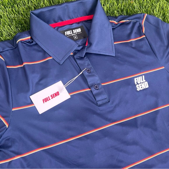 FULL SEND MINI STRIPE POLO - NAVY - NELK BOYS 🔥 SIZE SMALL - Picture 2 of 5